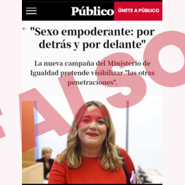 Imagen de una noticia falsa que se ha atribuido a 'Público' de forma malintencionada para desinformar.