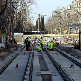 20-3-2023 Pla general de les noves vies del nou traçat del tramvia per la Diagonal, a l'alçada de la parada de Sicília