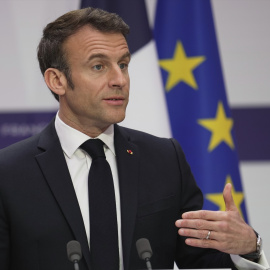 El presidente de Francia, Emmanuel Macron, durante una rueda de prensa en París, a 10 de marzo de 2023.