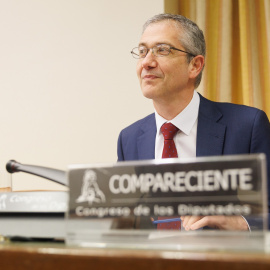 El gobernador del Banco de España, Pablo Hernández de Cos, durante una comparecencia en la Comisión de Asuntos Económicos del Congreso de los Diputados. E.P./Eduardo Parra