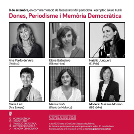 08/09/2022 - Cartel del 'Debate sobre mujeres, periodismo y memoria democrática' celebrado en Palma.