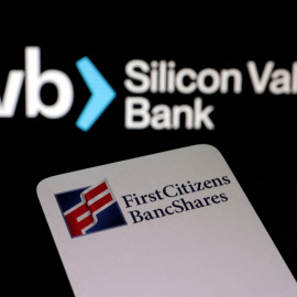 Imagen de los logos de First Citizens BancShares and SVB (Silicon Valley Bank)