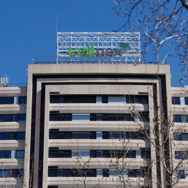 El logo del operador de torres de telecomunicaciones Cellnex, en su sede en Madrid. E.P./Eduardo Parra