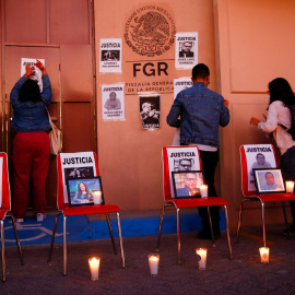 Protesta de periodistas el pasado mes de febrero ante la Fiscalía General de México contra los ataques y crímenes contra la prensa.