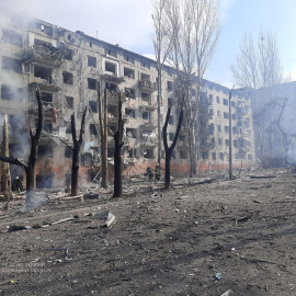 18/03/2022 Un edificio dañado en Kramatorsk, durante la guerra en Ucrania