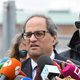 El president Quim Torra atén els mitjans des de la presó d'Estremera (Madrid)