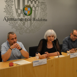 L'alcaldessa de Badalona, Dolors Sabater, i part del seu equip de govern, en una imatge d'arxiu. / Ajuntament de Badalona.