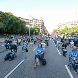 Imatge de l'acte central de la mobilització de l'ANC per aquest 11 de setembre de 2020, celebrat a la plaça Letamendi de Barcelona. ANC