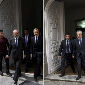 Los expresidentes andaluces Manuel Chaves y José Antonio Griñán, a su salida del Tribunal Supremo, tras declarar por el caso de los ERE. REUTERS