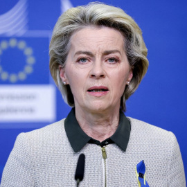 La presidenta de la Comisión Europea, Ursula von der Leyen, en la sede de la Comisión Europea en Bruselas, el 7 de marzo de 2022.