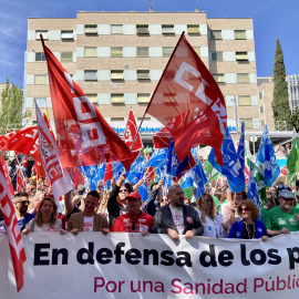 Cabecera de la protesta durante la huelga de los profesionales de la Sanidad Pública de Madrid.