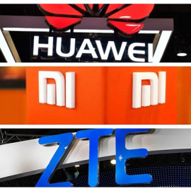 Logos de Huawei, TZE y Xiaomi.