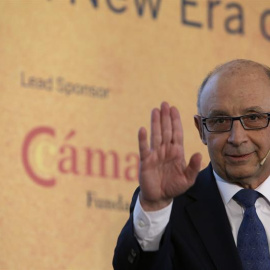 El ministro de Hacienda y Administraciones Públicas, Cristóbal Montoro, durante la clausura del segundo foro anual 'Spain Summit', organizado por Financial Times. EFE