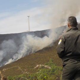 Incendio forestal en el municipio lucense de Palas de Rei, a 17 de abril de 2022.