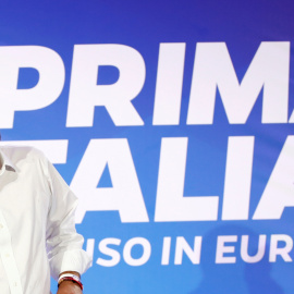 27/05/2019 - El líder de la Liga Norte, Matteo Salvini, durante la rueda de prensa que dio en Milán para analizar los resultados de las elecciones europeas. / REUTERS - Alessandro Garofalo