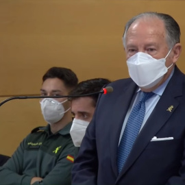 El exdirector del CNI, José Felix Sanz Roldán, durante su declaración en el juicio contra el comisario José Manuel Villarejo, por delitos de calumnias y denuncia falsa.