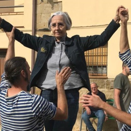 2/5/23 Pie: La alcaldesa de Angüés, Herminia Ballestín, durante un acto cultural organizado en la localidad.