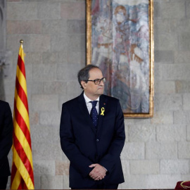 17/05/2018.- Quim Torra toma posesión de su cargo como presidente de la Generalitat en un acto celebrado hoy en el Saló Verge de Montserrat del Palau de la Generalitat. EFE/Alberto Estévez