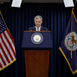 El presidente de la Reserva Federal, Jerome Powell, en la rueda de prensa tras la reunión del Comité de Mercado Abierto del pasado 13 de junio. REUTERS/Yuri Gripas