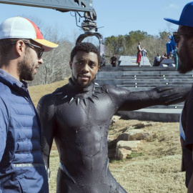 Chadwick Boseman (centro) en el rodaje de 'Black Panther', uno de los taquillazos que se han grabado en Georgia.