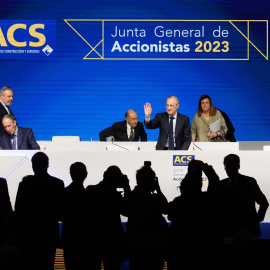 El presidente del grupo ACS, Florentino Pérez, durante la junta de accionistas de la constructora, en Madrid. E.P./ Eduardo Parra