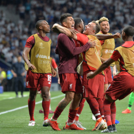 Jugadores del Liverpool celebran el segundo gol del partido en la final de la Champions League./EFE