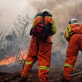 Imagen de archivo de los bomberos de Asturias durante las tareas de control de uno de los incendios que arrasó la comunidad el pasado marzo.