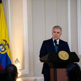 El presidente de Colombia, Iván Duque, durante una conferencia de prensa, en abril de 2022