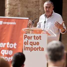 El candidato a la Presidencia de la Generalitat por Compromís, Joan Baldoví en el acto de presentación de la campaña.