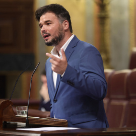 El portavoz de Esquerra Republicana (ERC) en el Congreso, Gabriel Rufián, en una sesión plenaria, en el Congreso de los Diputados, a 8 de junio de 2022