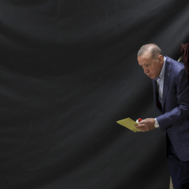 Erdogan, durante la jornada electoral en las presidenciales de Turquía