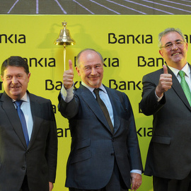 José Luis Olivas y Rodrigo Rato en la salida a Bolsa de Bankia/EFE