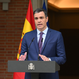 29/05/2023 - El presidente del Gobierno, Pedro Sánchez durante una rueda de prensa celebrada en la Moncloa, donde ha anunciado el adelanto de las elecciones generales al domingo 23 de julio.