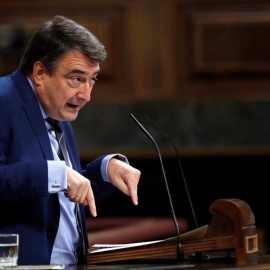 Aitor Esteban, portavoz del PNV, interviene desde la tribuna del Congreso. (EMILIO NARANJO | EFE)