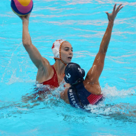 La jugadora Beatriz Ortiz en la semifinal entre España y Hungría el pasado 24 de julio. / EFE