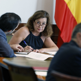 La diputada y expresidenta balear Francina Armengol presenta sus credenciales en el Congreso de los Diputados, a 9 de agosto de 2023.