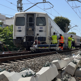 Tren que va descarrilar a trocar de l'estació de Sitges