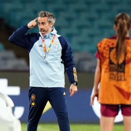 El seleccionador nacional femenino, Jorge Vilda, durante un entrenamiento para el Mundial de fútbol femenino de Australia y Nueva Zelanda.