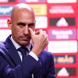 Foto de diciembre de 2022 del presidente de la Real Federación Española de Fútbol (RFEF), Luis Rubiales, durante  la presentación del seleccionador Luis de la Fuente, en la Ciudad del Futbol de Las Rozas (Madrid). EUROPA PRESS/AFP7