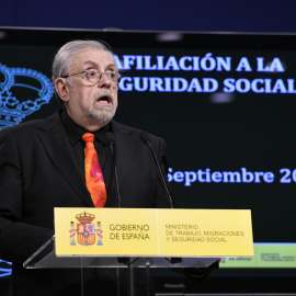 Octavio Granados, secretario de Estado de la Seguridad Social, durante la rueda de prensa de presentación de los datos de paro y afiliación a la Seguridad Social. EFE/Victor Lerena