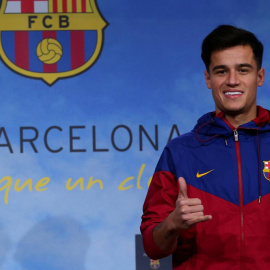 El futbolista del FC Barcelona Coutinho, el dia de la seva presentació.