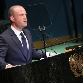 El primer ministro maltés, Joseph Muscat, durante  la Cumbre de la Paz Nelson Mandela en Nueva York. / REUTERS - CARLO ALLEGRI