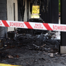 Zona quemada en un local comercial tras una explosión, a 7 de octubre de 2022, en Alcorcón (Madrid).