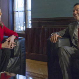 La presidenta de la Junta de Andalucía, Susana Díaz, y el líder del PP andaluz, Juan Manuel Moreno. EFE