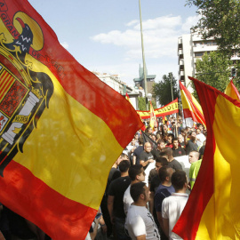 Bandera franquista en una manifestación en Madrid.- EFE