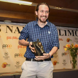 Pablo Iglesias recibe el premio Limón en Madrid. / FERNANDO VILLAR (EFE)