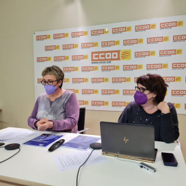 Imatge de la roda de premsa de CCOO sobre l'informe 'Treballs i crisi de la COVID-19: un impacte molt feminitzat'.