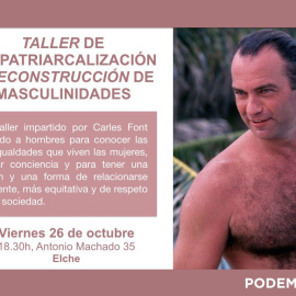 La imagen de Bertín usada por Podemos en Elche para promocionar su taller sobre machismo. (@podemElx)