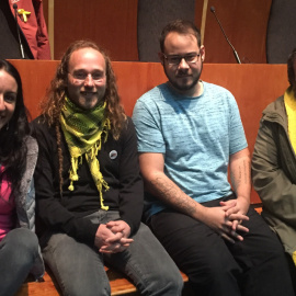 Meritxell Esquerra, Kenneth Batiste, Pablo Hásel i Manel Riu, els quatre participants en el col·loqui d'aquest divendres a Lleida.