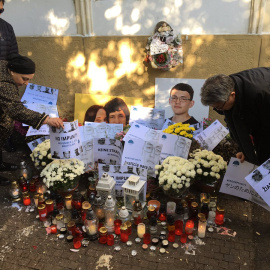 El memorial celebrado en Bratislava en memoria de Ján Kuciak y su prometida.